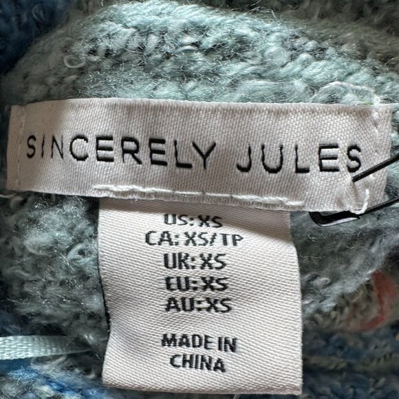 NWT Sincerely Jules boho multicolor cropped oversized sweater size XS - Picture 11 of 13